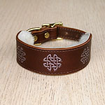 Painted Celtic circles V3 Leather Buckle Collar (1.5 inch wide)