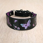 Printed Butterflies Leather Martingale Collar