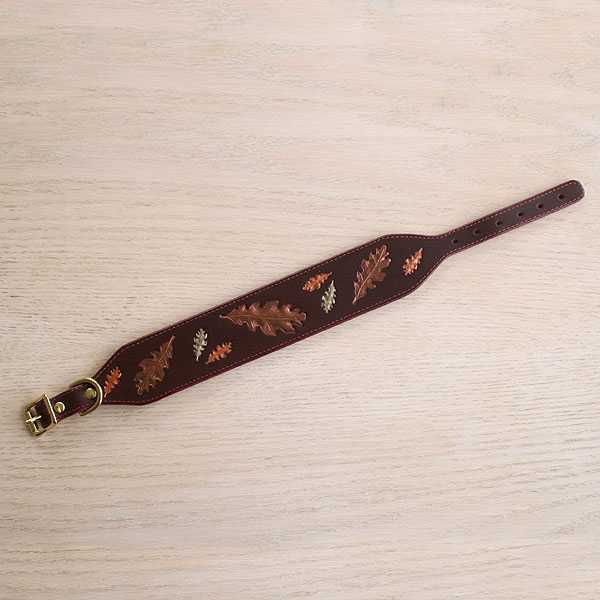 leather-buckle-collar-painted-oak-leaves-2-inch_2