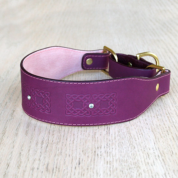 leather-martingale-collar-celtic-rectangles-doubled-with-crystals-purple-2-inch_2