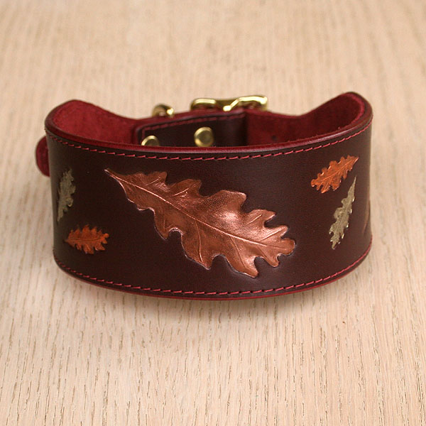 leather-buckle-collar-painted-oak-leaves-2-inch_1
