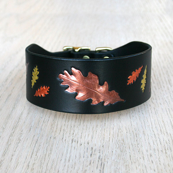 leather-buckle-collar-painted-oak-leaves-black-2-inch_1