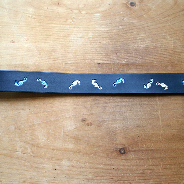Seahorses Belt Blue Leather