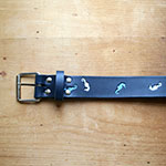 Seahorses Belt Blue Leather