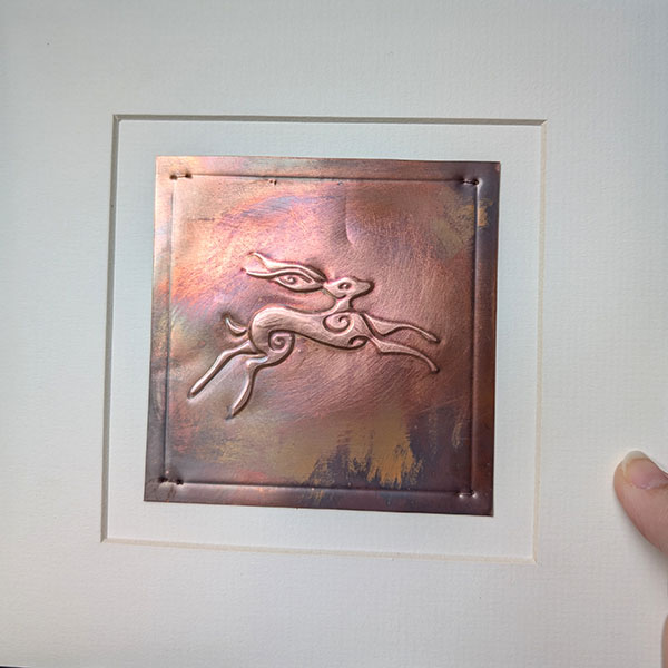 Leaping Hare Copper Art - charcoal