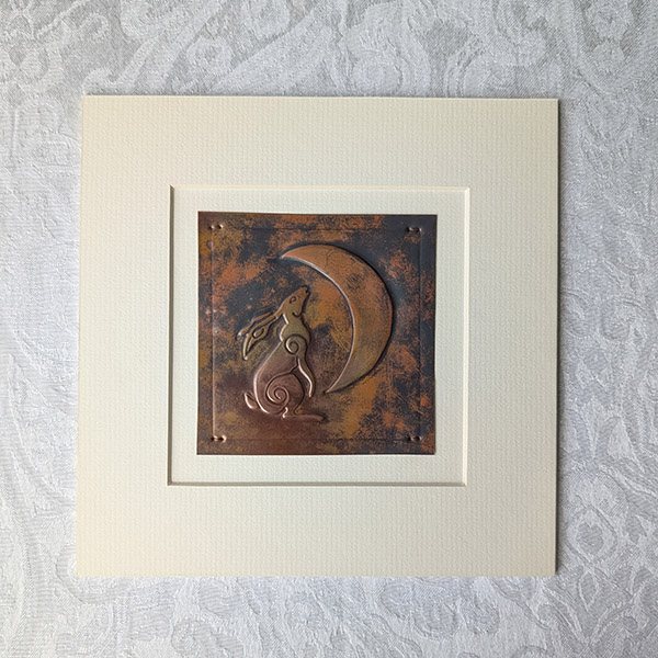 Moongazing Hare Copper Art - Dark