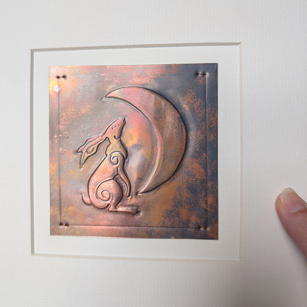 Moongazing Hare Copper Art - Dark