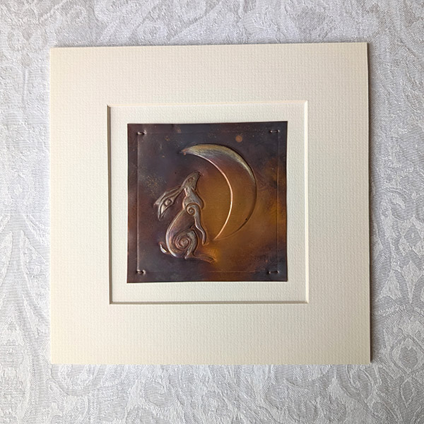 Moongazing Hare Copper Art - Dark and Bright