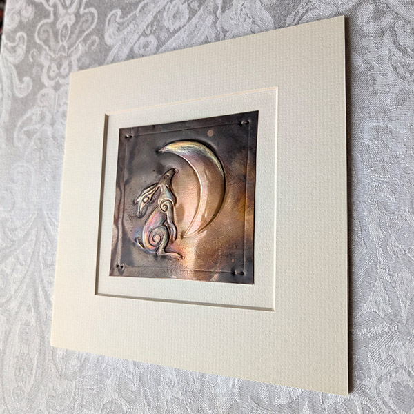 Moongazing Hare Copper Art - Dark and Bright