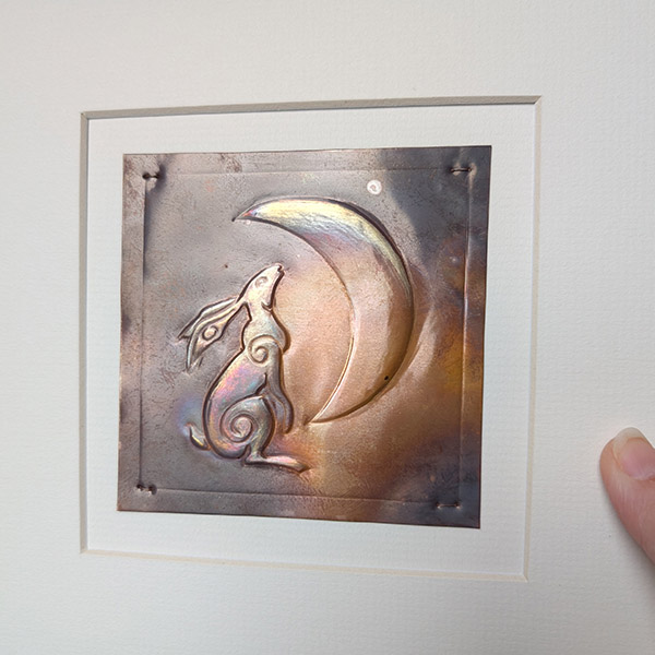 Moongazing Hare Copper Art - Dark and Bright