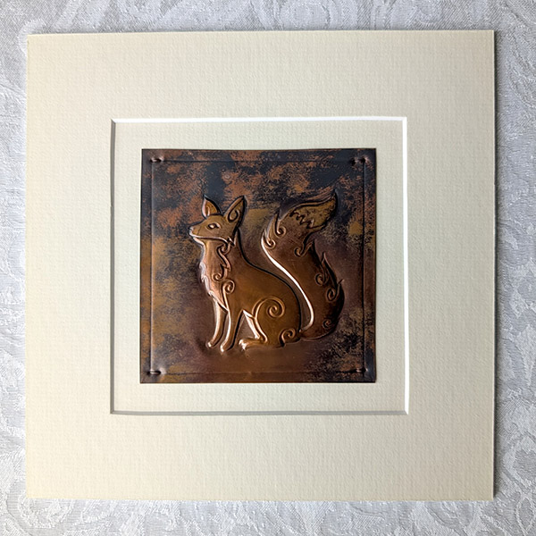 Sitting Fox Copper Art