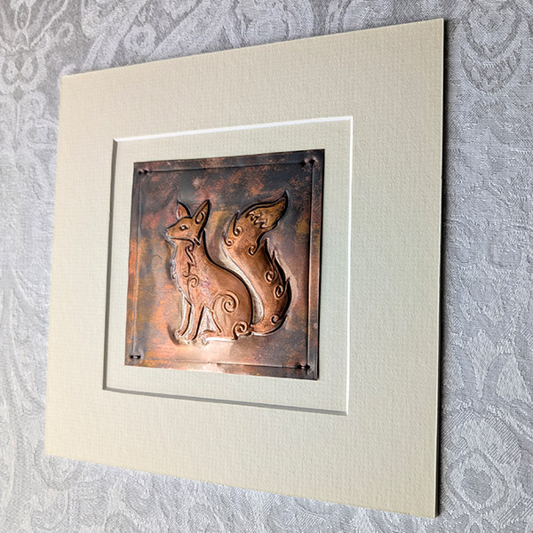 Sitting Fox Copper Art