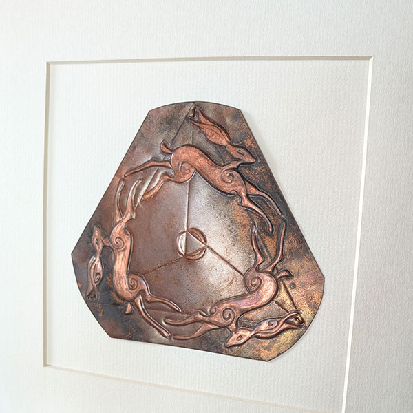 Triple Hares Trinity Copper Art 2