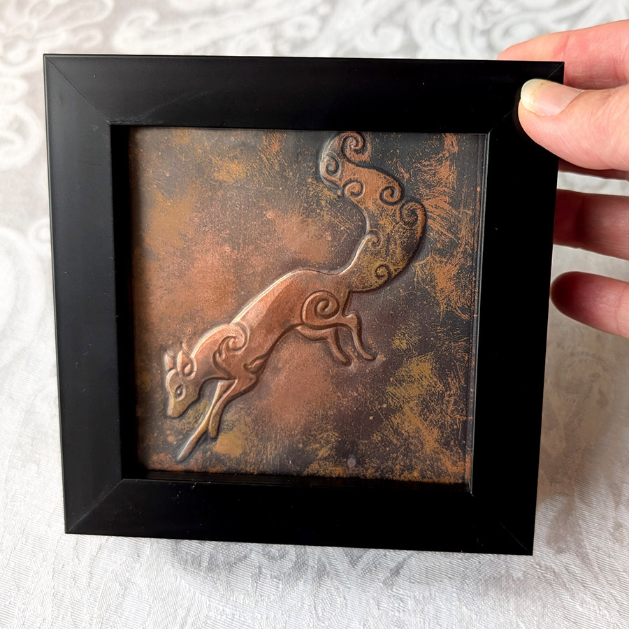Leaping Fox Copper Art - Box Frame