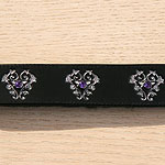 Floral Hearts and Crystals Leather Buckle Collar (1.5 inch wide)