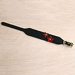 Attached Stars Leather Buckle Collar (2 inch wide)