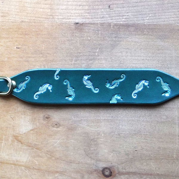 Floating Seahorses Leather Slip Collar (small)