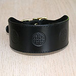 Celtic Circles Leather Buckle Collar (2 inch wide)