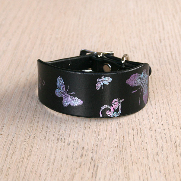 Printed Butterfly Leather Buckle Collar (small)