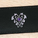 Floral Hearts and Crystals Leather Buckle Collar (2 inch wide)