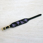 Painted Filigree Butterflies Leather Buckle Collar (small)