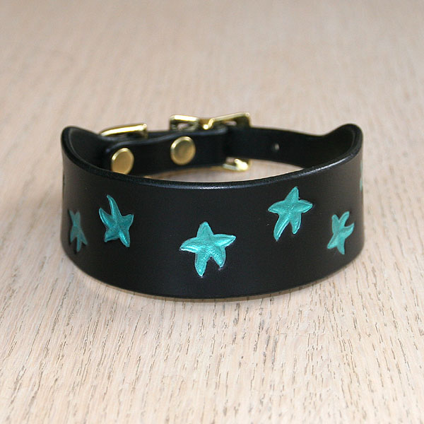 Painted Starfish Leather Buckle Collar (small)