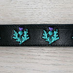 Painted Thistles Leather Buckle Collar (1.5 inch wide)