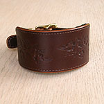 Dog Roses Leather Buckle Collar (2 inch wide)