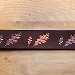 Painted Paired Oak Leaves  Leather Buckle Collar (2 inch wide)