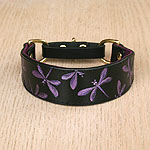 Iridescent Dragonflies Leather Martingale Collar