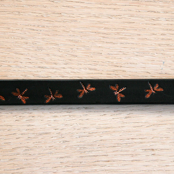 Iridescent Dragonfly Leather Straight Collar (¾ inch wide)