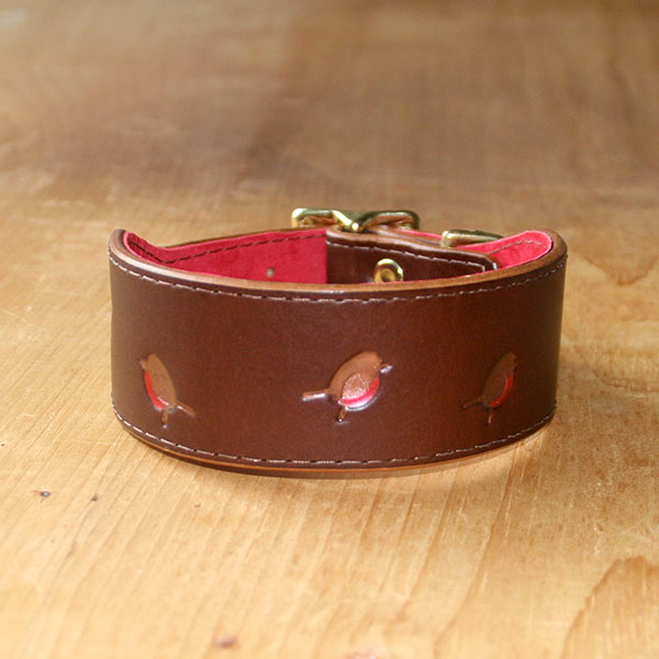 Painted Robin Whippet Buckle Collar (1.5 inch wide)