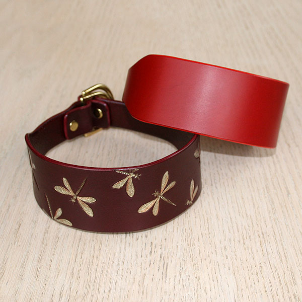 Iridescent Dragonfly Leather Slip Collar (2 inch wide)