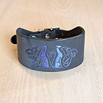 Painted Celtic Greyhounds Leather Collar