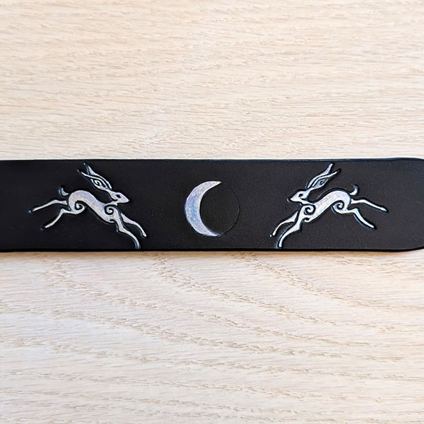 Painted Moon Hares Leather Sighthound Collar