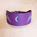 Painted Moon Hares Leather Sighthound Collar