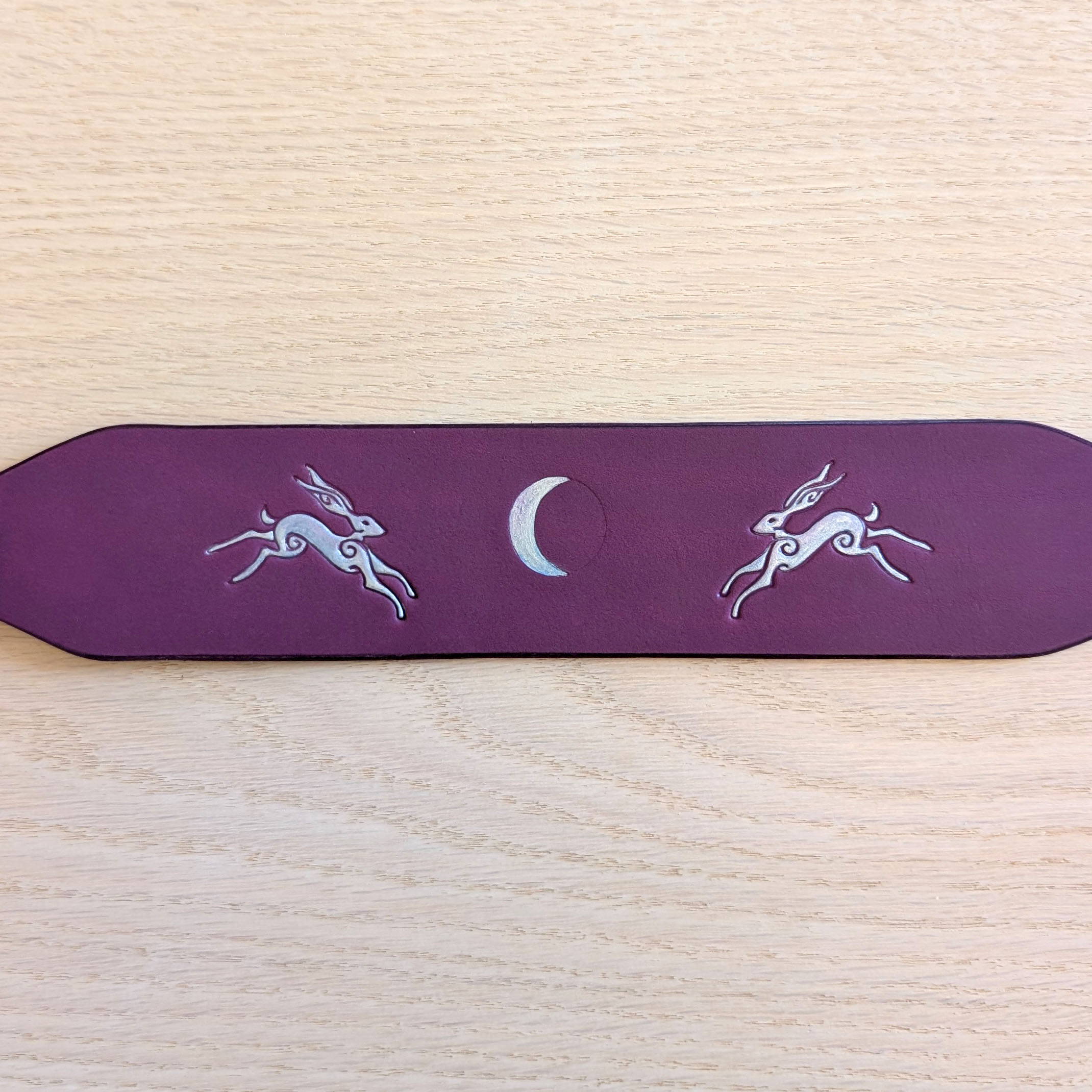 Painted Moon Hares Leather Sighthound Collar