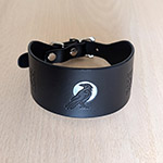 Celtic Raven Moon Black Leather Sighthound Collar