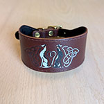 Painted Celtic Greyhounds Leather Collar